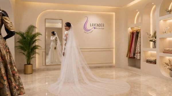 classic A-line Bridal Gown with cathedral veil