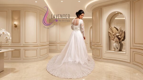 wedding gown with trail
